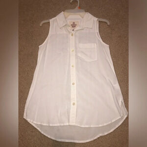 So Perfect Shirt Relaxed Sleeveless Button Down Top XS